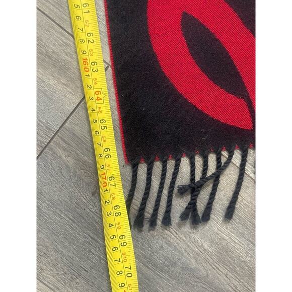 James Peter James Pure New Wool Scarf Wrap Red Black Art To Wear Unisex Fringe - Picture 6 of 8